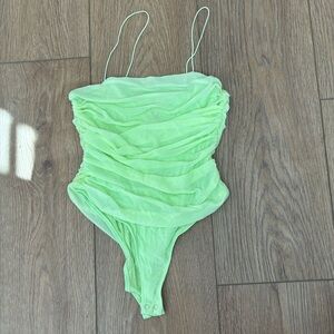 Lime Green Ruched Bodysuit
